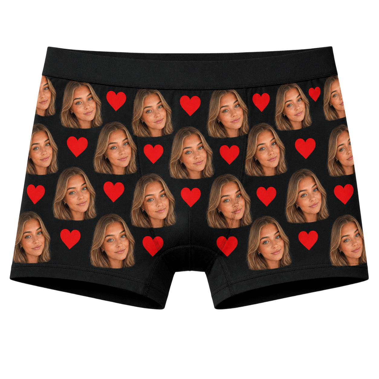 Custom Face Boxers with face and hearts around it