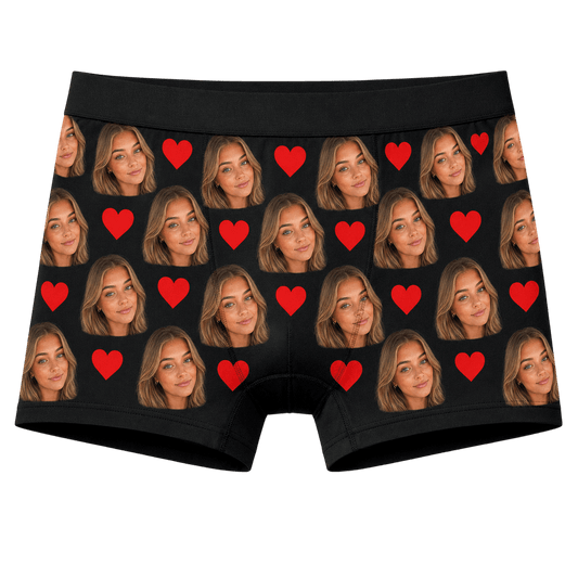Custom Face Boxers with face and hearts around it