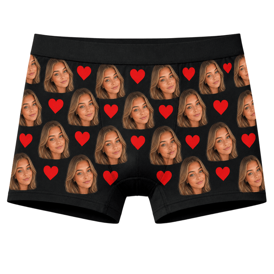 Custom Face Boxers with face and hearts around it